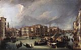Canal Canvas Paintings - The Grand Canal with the Rialto Bridge in the Background